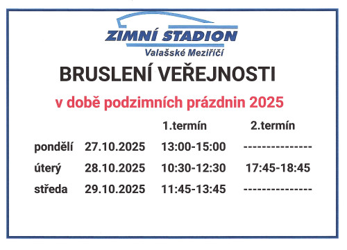 Bruslení veřejnosti podzimní prázdniny 2025