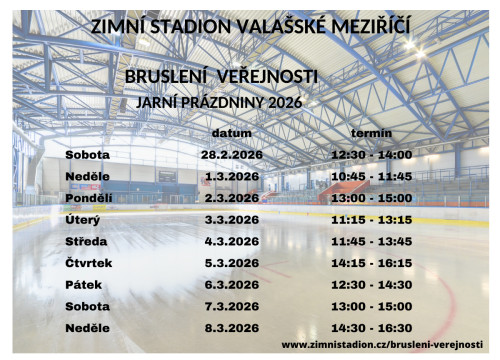 Bruslení veřejnosti jarní prázdniny 2026