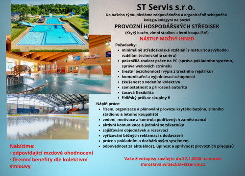 Nabídka pracovní pozice - PROVOZNÍ HOSP. STŘEDISEK